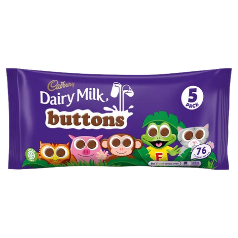 Cadbury Dairy Milk Buttons 5 Treatsize Chocolate Bags 70g