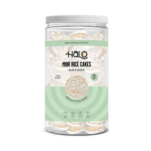 Halo Mini Rice Cakes Black Seed in a jar 100g