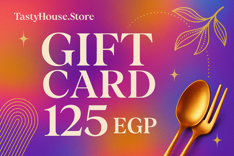 Catchy and chic gift card design for TastyHouse.Store