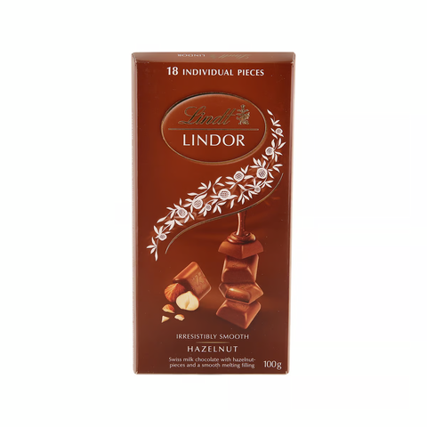 Lindt Lindor Chocolate With Hazelnut Bar 100g (Expiry 24/10/25)