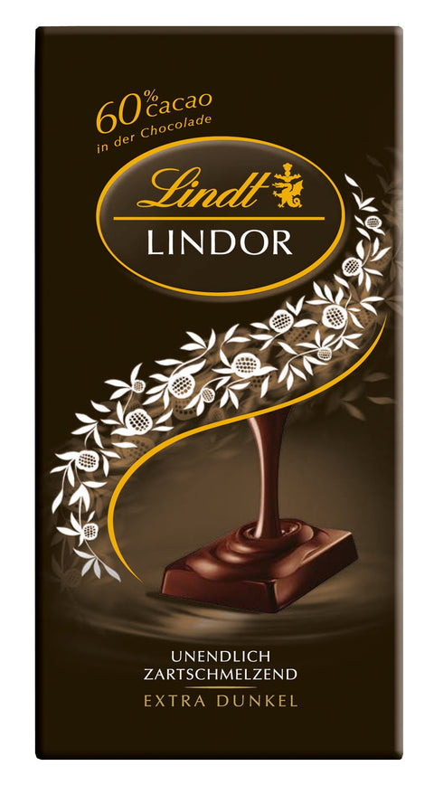 Lindt Lindor 60% Extra Dark Chocolate Bar 100g