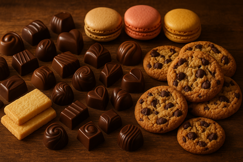 chocolates, cookies and biscuits 