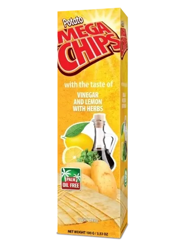 Mega Chips Natural Potato Chips Vinegar and Lemon with Herbs 50g